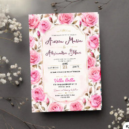Pink Rose Elegant Floral Romantic Blush Rose Acryleinladungen