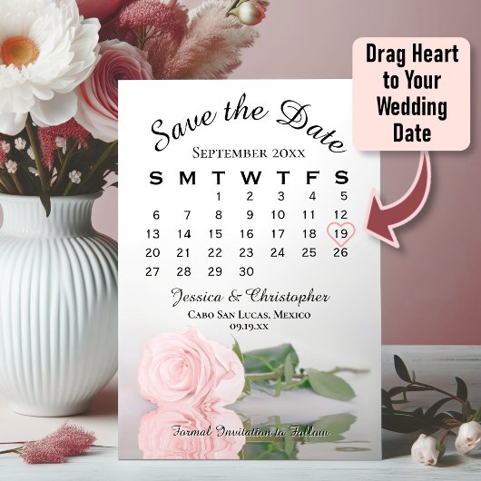 Pink Rose Eleganter Hochzeitskalender Save The Date