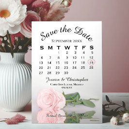 Pink Rose Eleganter Hochzeitskalender Save The Date