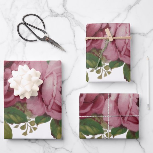Pink Rose Eleganz  Geschenkpapier Set (Vorderseite)