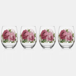 Pink Rose Eleganz Trinkglas-Set Weinglas Ohne Stiel