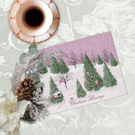 Pink Rose Enchanted Forest Holiday Letter Card Karte