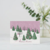 Pink Rose Enchanted Forest Holiday Letter Card Postkarte (Stehend Vorderseite)
