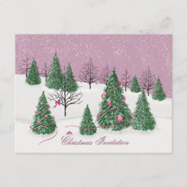Pink Rose Enchanted Forest Holiday Letter Card Postkarte
