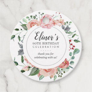 Pink Rose Floral 90. Geburtstag Vielen Dank Geschenkanhänger