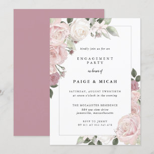 Pink Rose Floral Engagement Party Einladung