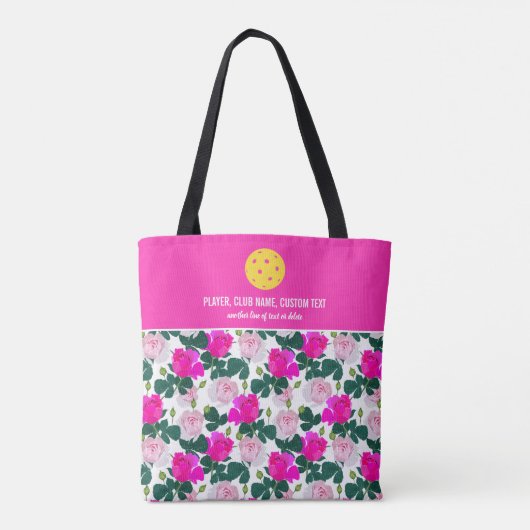 Pink Rose Floral Muster Custom Pickleball Paddel Tasche (Rückseite)