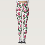 Pink Rose Floral Pattern Leggings (Vorderseite)