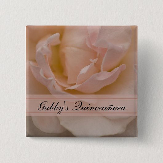 Pink Rose Floral Quinceañera Button (Vorderseite)