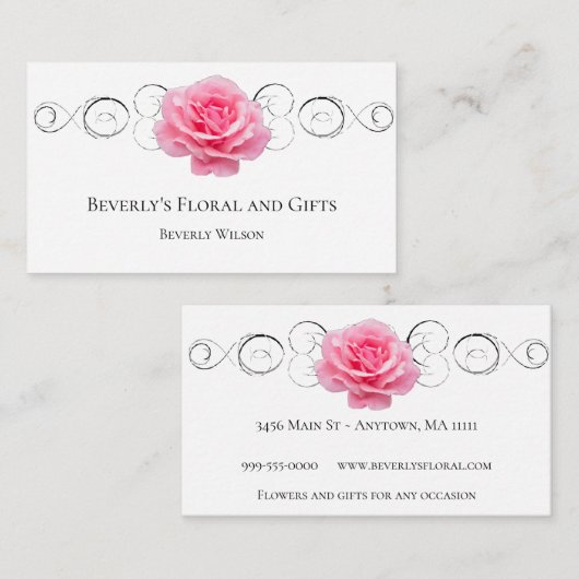 Pink Rose Floral Shop Visitenkarte (Vorne/Hinten)