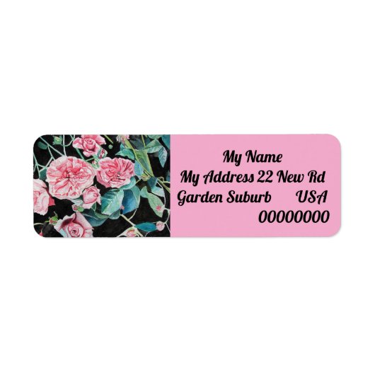 Pink Rose Flower Floral Return Address Labels (Vorne)