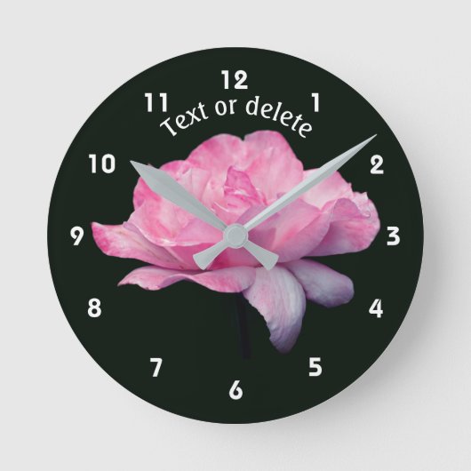 Pink Rose Flower Personalized Runde Wanduhr (Vorderseite)