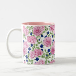 Pink Rose Flowers Pattern Zweifarbige Tasse
