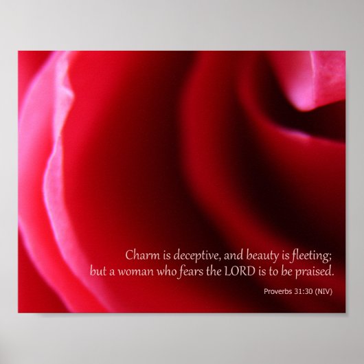 Pink Rose Fotografy Proverbs 31:30 Poster Print (Vorne)