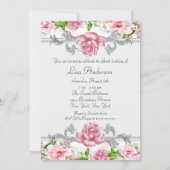 Pink Rose Frauen 50. Geburtstagsparty Einladung (Rückseite)