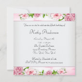 Pink Rose Frauen 50. Geburtstagsparty Einladung (Rückseite)