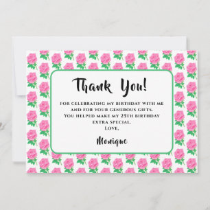 Pink Rose Geburtstag Danke Karte