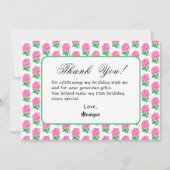 Pink Rose Geburtstag Danke Karte (Vorderseite)