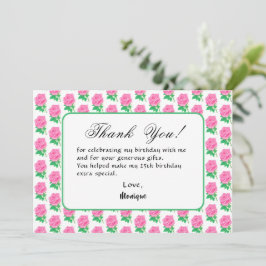Pink Rose Geburtstag Danke Karte
