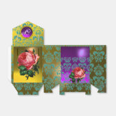 PINK ROSE, GELBE AQUAMARINER DAMASK, LILA GEM MONO GESCHENKSCHACHTEL (Ungefaltet)