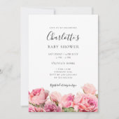 Pink Rose Girl Baby Shower Invitation Einladung (Vorderseite)