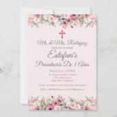 Pink Rose Girl Presentación De 3 Años Einladung (Vorderseite)