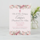 Pink Rose Girl Presentación De 3 Años Einladung (Stehend Vorderseite)