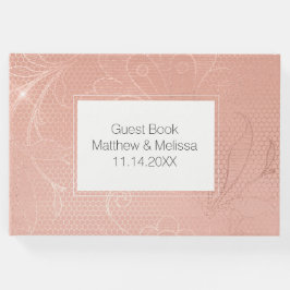 Pink Rose Glam Lace Wedding Gästebuch