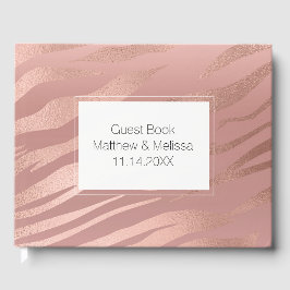 Pink Rose Glam Zebra Animal Wedding Gästebuch