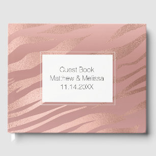 Pink Rose Glam Zebra Animal Wedding Gästebuch