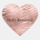 Pink Rose Glam Zebra Herz-Aufkleber (Vorderseite)