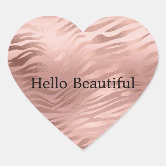 Pink Rose Glam Zebra Herz-Aufkleber (Vorderseite)
