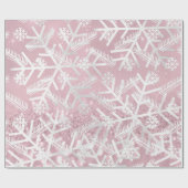 Pink Rose Glitzer Weihnachtsfeiertage Schneeflocke Geschenkpapier (Flach)