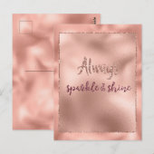 Pink Rose Glitzy Glam Sparkle Postkarte (Vorne/Hinten)