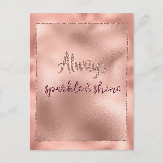 Pink Rose Glitzy Glam Sparkle Postkarte (Vorderseite)