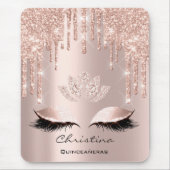 Pink Rose Gold Blush Drip Sparkly Lotus Name Mousepad (Vorne)