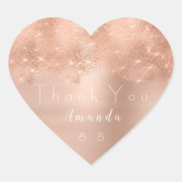 Pink Rose Gold Blush Wedding Danke Brida Heart Herz-Aufkleber