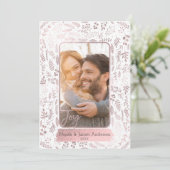 Pink Rose Gold Botanical Modern Glam Holiday Foto Feiertagskarte (Stehend Vorderseite)