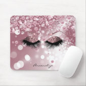 Pink Rose Gold Diamond and Rose Gold Glitter Eyes Mousepad (Mit Mouse)