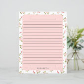 Pink Rose Gold Floral Papier (Stehend Vorderseite)