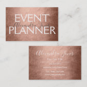 Pink & Rose Gold Foil Metal Event Planner Visitenkarte (Vorne/Hinten)