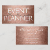 Pink & Rose Gold Foil Metal Event Planner Visitenkarte (Vorne/Hinten)