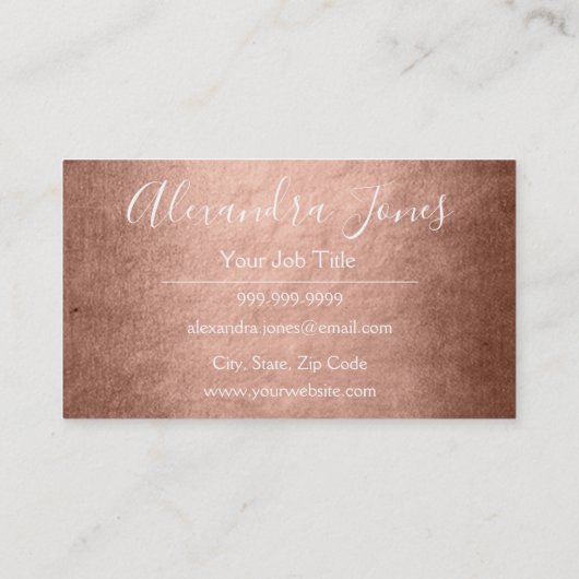 Pink & Rose Gold Foil Metal Event Planner Visitenkarte (Rückseite)