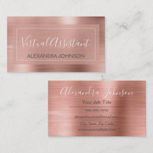 Pink & Rose Gold Foil Virtual Assistant Visitenkarte