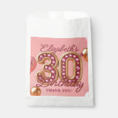Pink Rose Gold Glam 30th Birthday Party Thank You Geschenktütchen (Vorderseite)