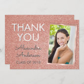 Pink Rose Gold Glitzer Abschluss Vielen Dank Dankeskarte (Vorne/Hinten)