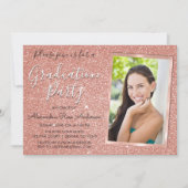 Pink Rose Gold Glitzer Graduation Party - Foto Einladung (Vorderseite)
