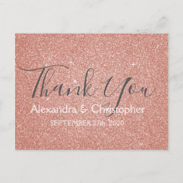 Pink Rose Gold Glitzer und Sparkle Vielen Dank Postkarte