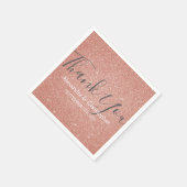 Pink Rose Gold Glitzer und Sparkle Vielen Dank Serviette (Ecke)
