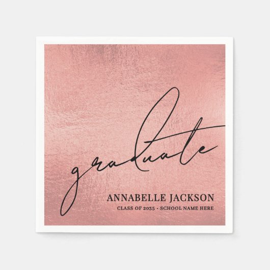 Pink Rose Gold Graduation Serviette (Vorderseite)